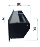 maat tekening ventilattierooster 650(b) x 90(h) x 80(d) 