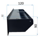 maat tekening ventilattierooster 650(b) x 90(h) x 120(d) 
