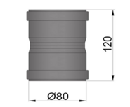 80mm pelletpijp EW 1,2mm zwart Verbindings-stuk met seal