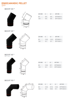 80mm pelletpijp EW 1,2mm zwart 30 graden