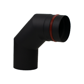 80mm pelletpijp EW 1,2mm zwart 90 graden met luik
