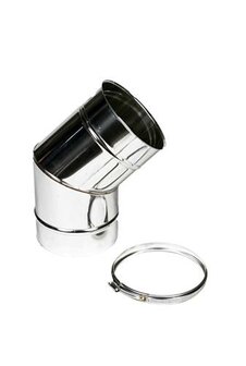 Holetherm enkelwandig 150mm 45 gr bocht RVS