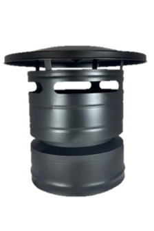 Dubbelwandig trekkap Zwart gecoat 80/130 Dient als sluitstuk op uw dw 80/130mm pijp.