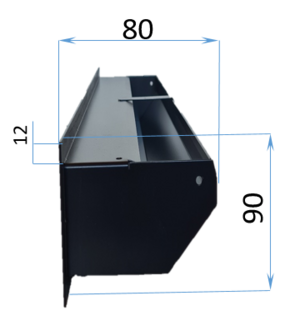 maat tekening ventilattierooster 980(b) x 90(h) x 80(d)