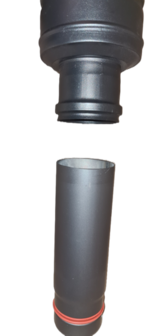 ew80mm pelletpijp + onderaansluitstuk vrouw los van elkaar