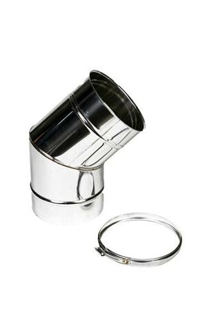 Holetherm enkelwandig 150mm 45 gr bocht RVS
