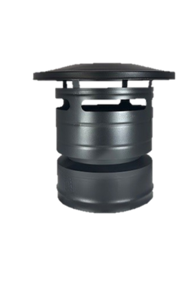 Dubbelwandig trekkap Zwart gecoat 80/130 Dient als sluitstuk op uw dw 80/130mm pijp. 2