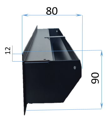 maat tekening ventilattierooster 980(b) x 90(h) x 80(d)