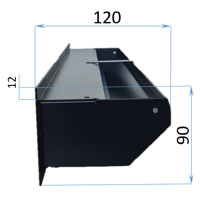 maat tekening ventilattierooster 480x90x120