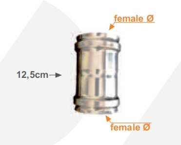 80mm ew Verbindings-stuk RVS zwart vrouw-vrouw met seal