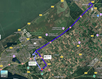 Route Oosterwold-Almere naar Rits Fire